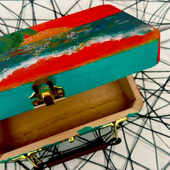 Wooden Hand Painted Storage Box - Picture 3 of 6